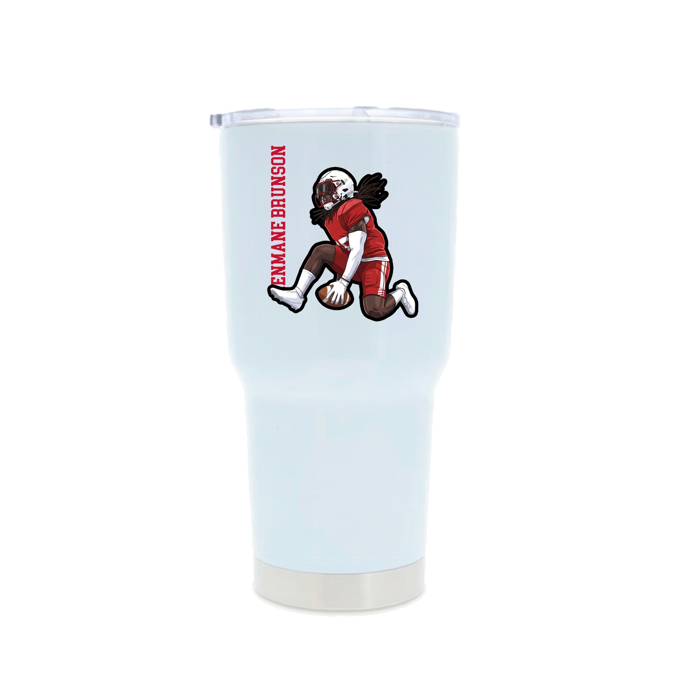 30oz Stainless Steel Tumbler — Name Vertical in White