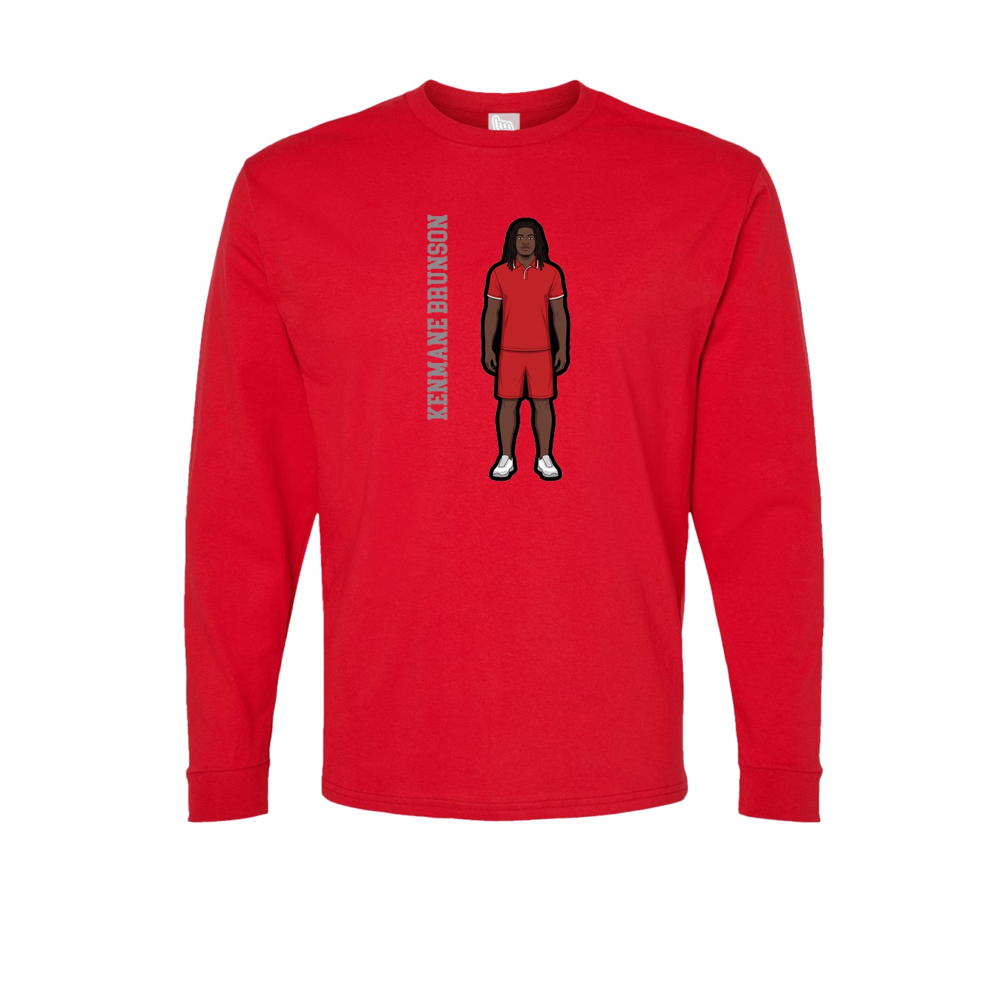 Long Sleeve Tee — Name Vertical in Red