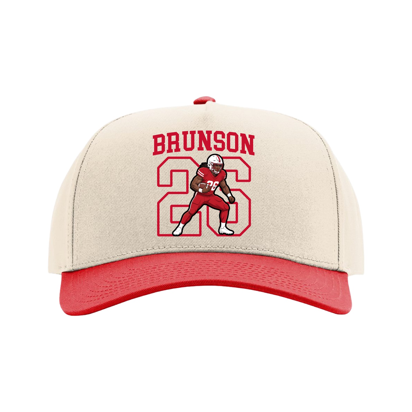 Full Fabric Five-Panel Champ Cap — Shirsey in Cream/Red