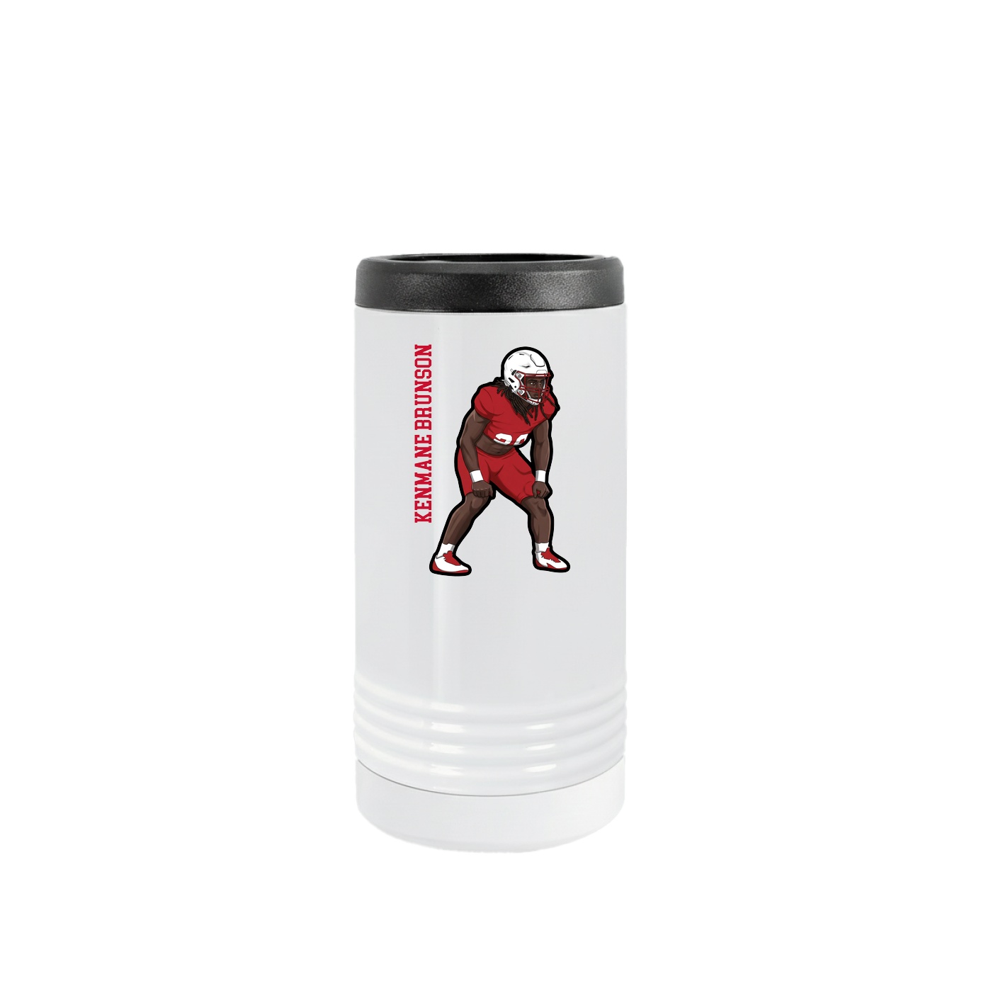 Slim Beverage Holder — Name Vertical in White