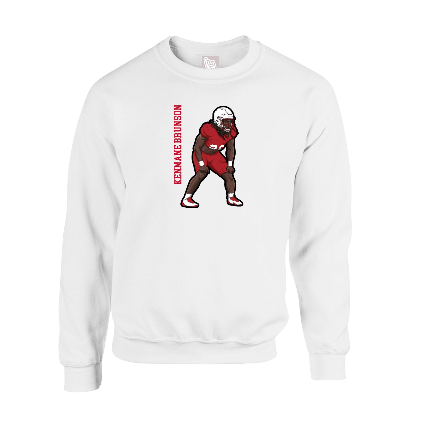 Fleece Crew — Name Vertical in White