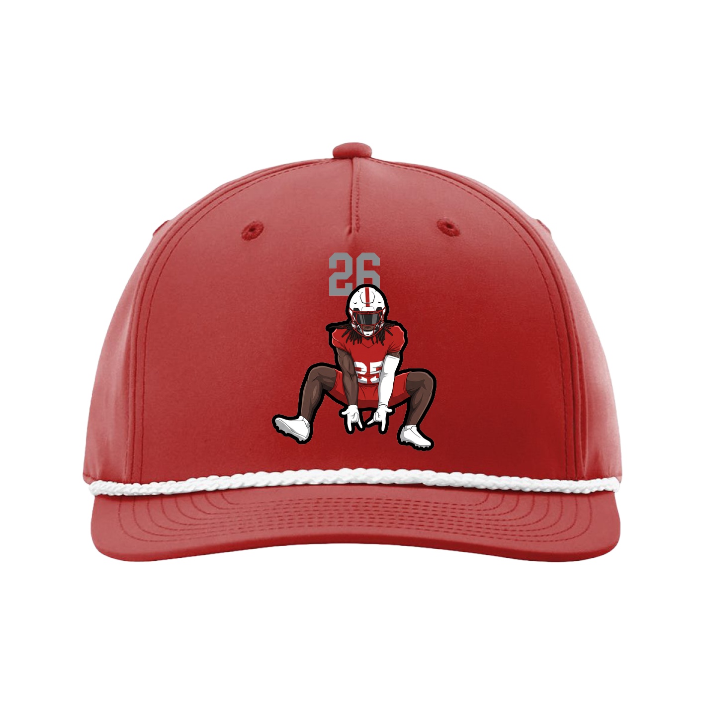 Five-Panel Classic Rope Cap — Number Top in Red