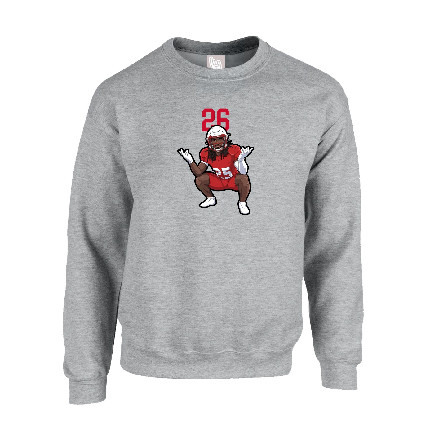 Fleece Crew — Number Top in Grey