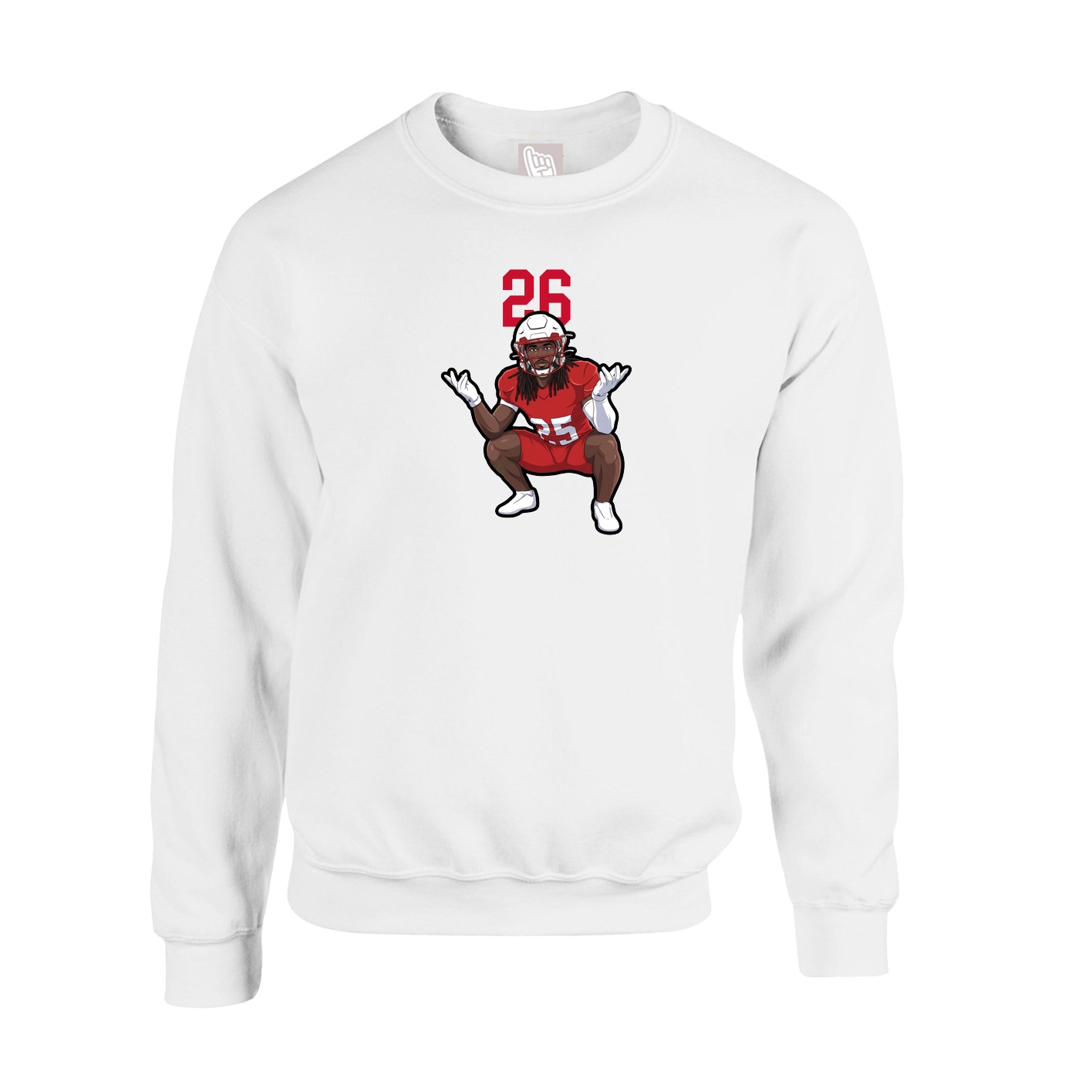 Fleece Crew — Number Top in White