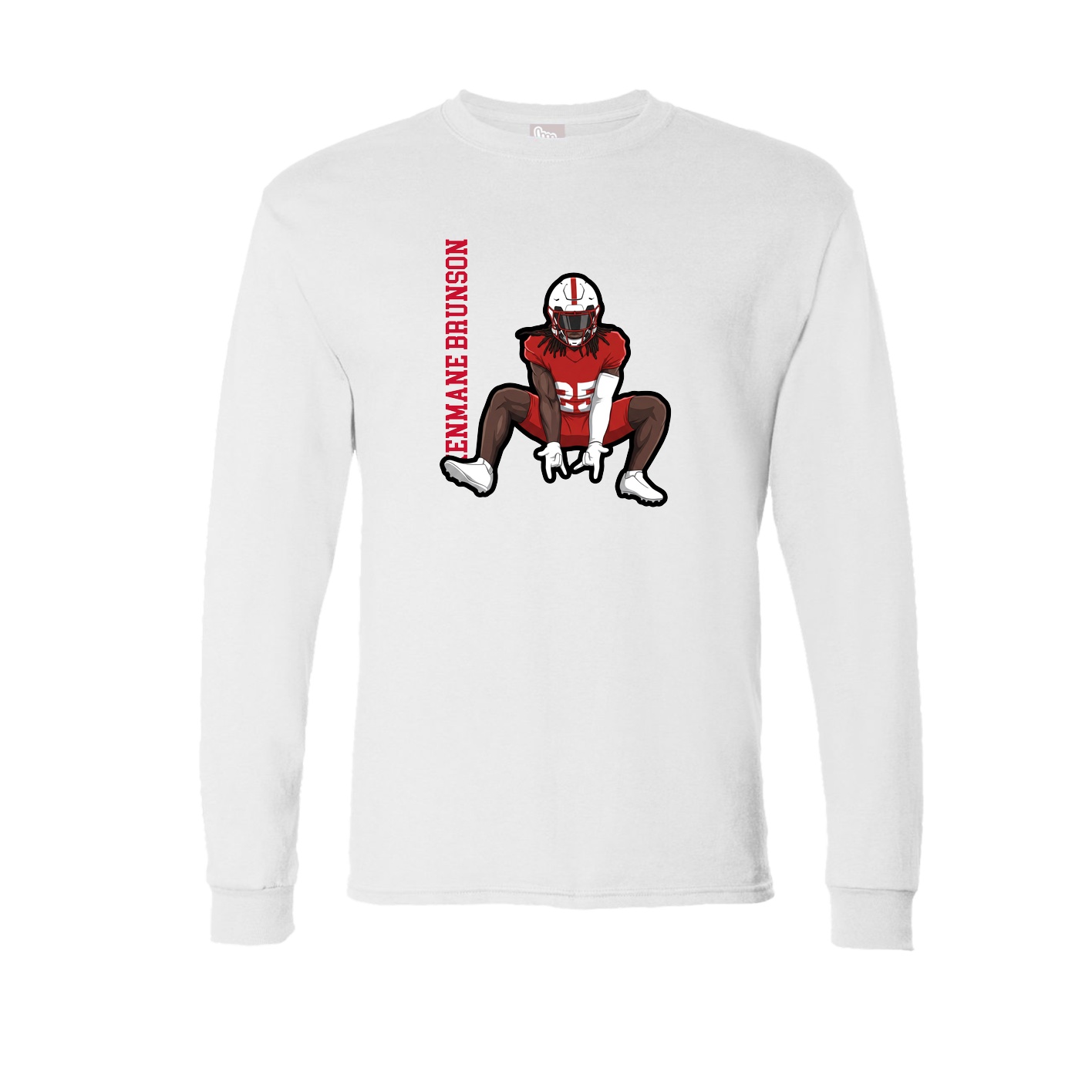 Long Sleeve Tee — Name Vertical in White