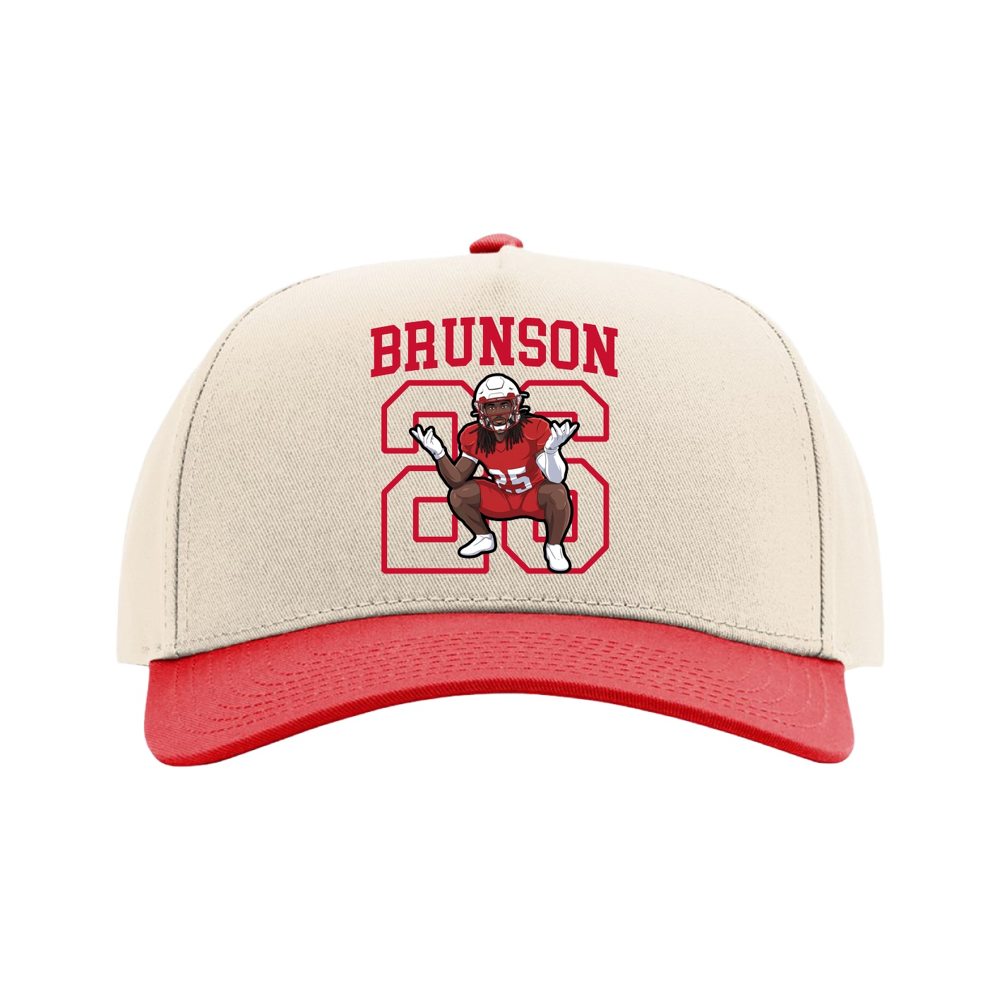 Full Fabric Five-Panel Champ Cap — Shirsey in Cream/Red