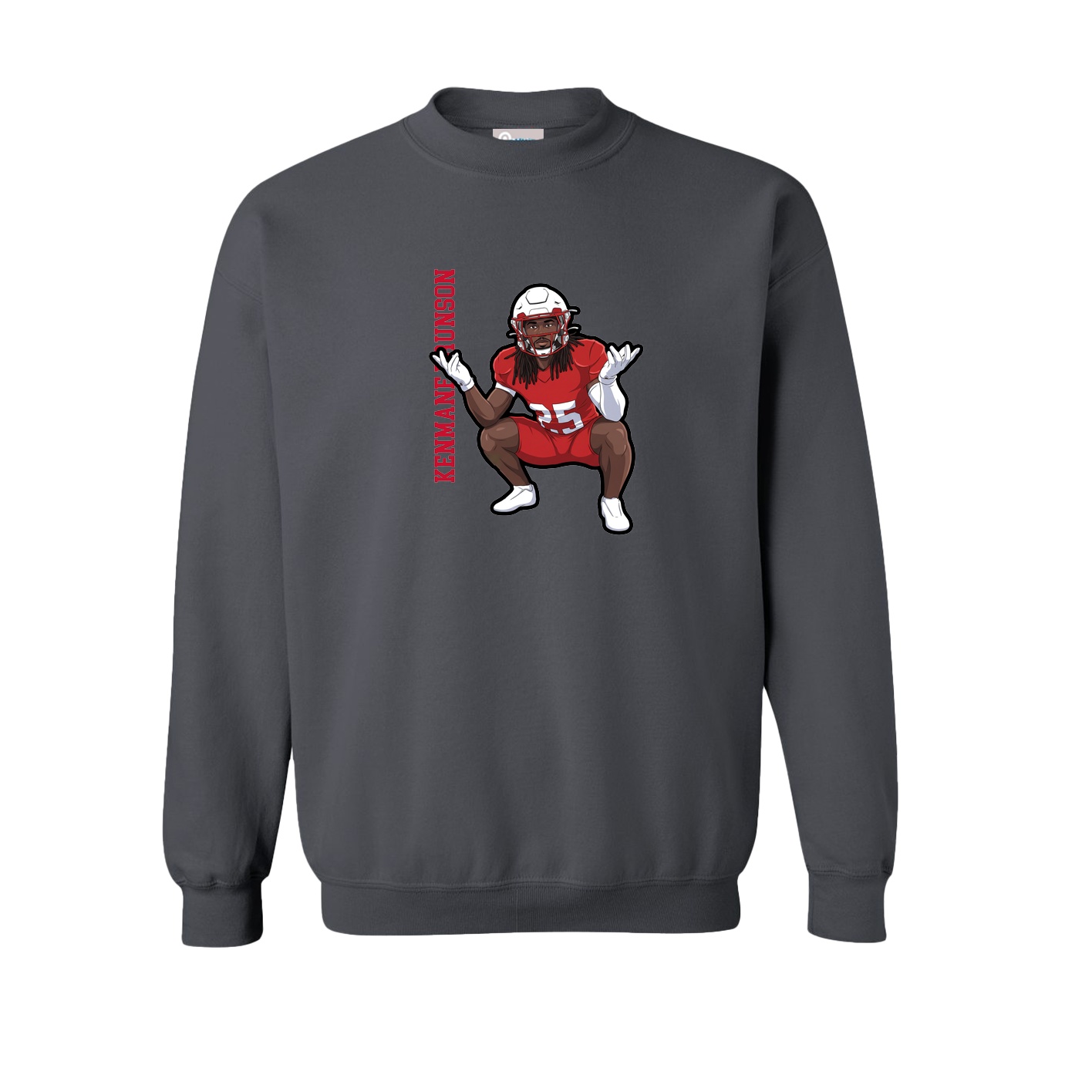Fleece Crew — Name Vertical in Grey