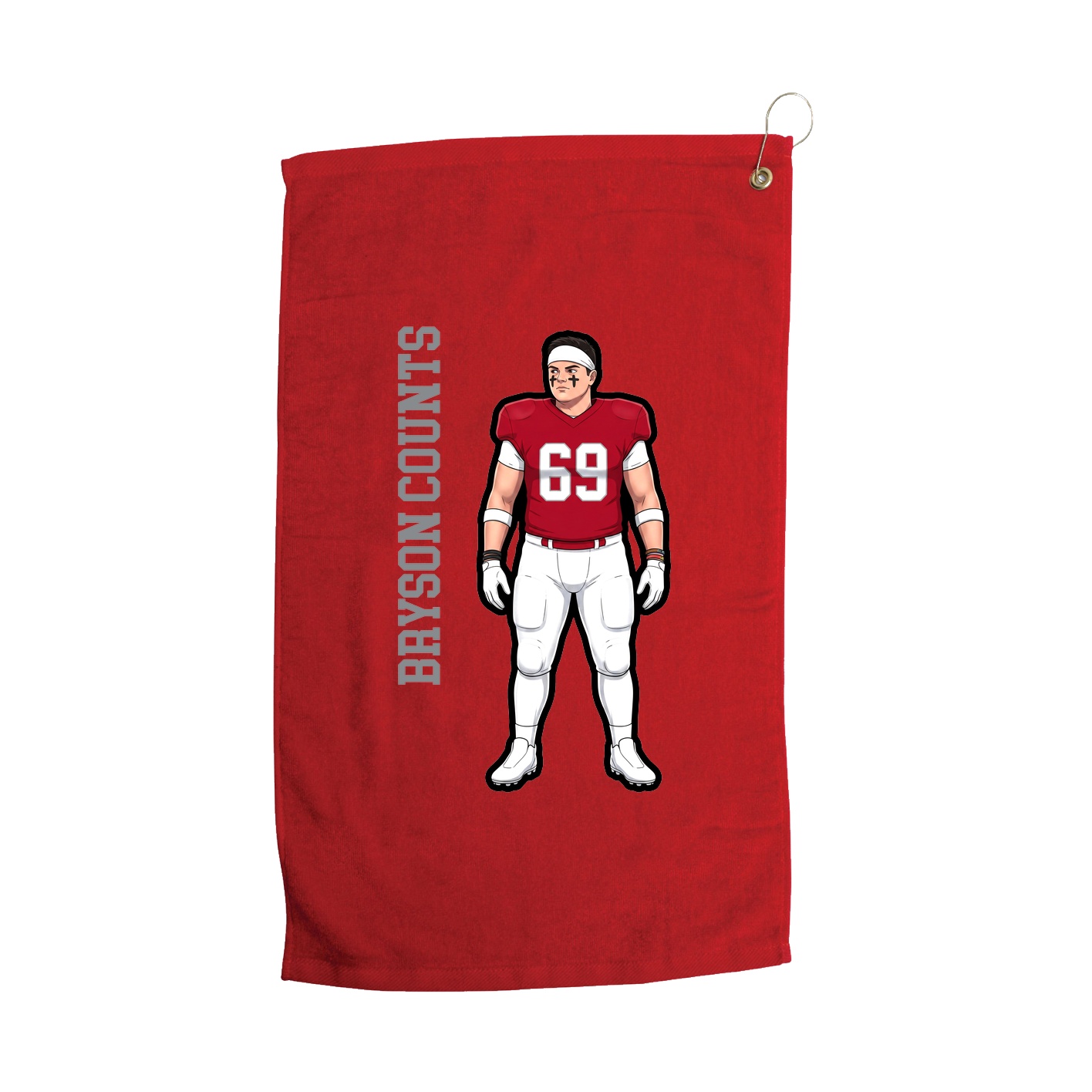 Golf Towel — Name Vertical in Red