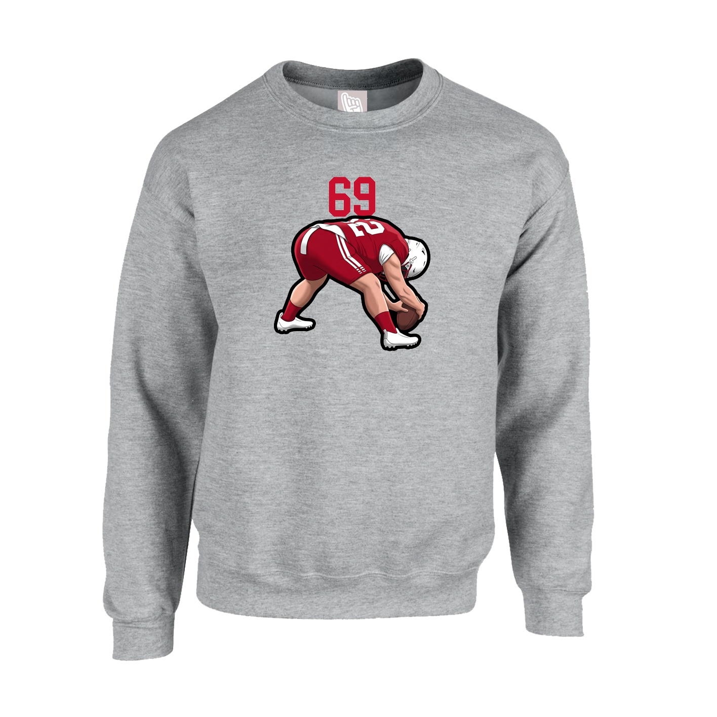 Fleece Crew — Number Top in Grey