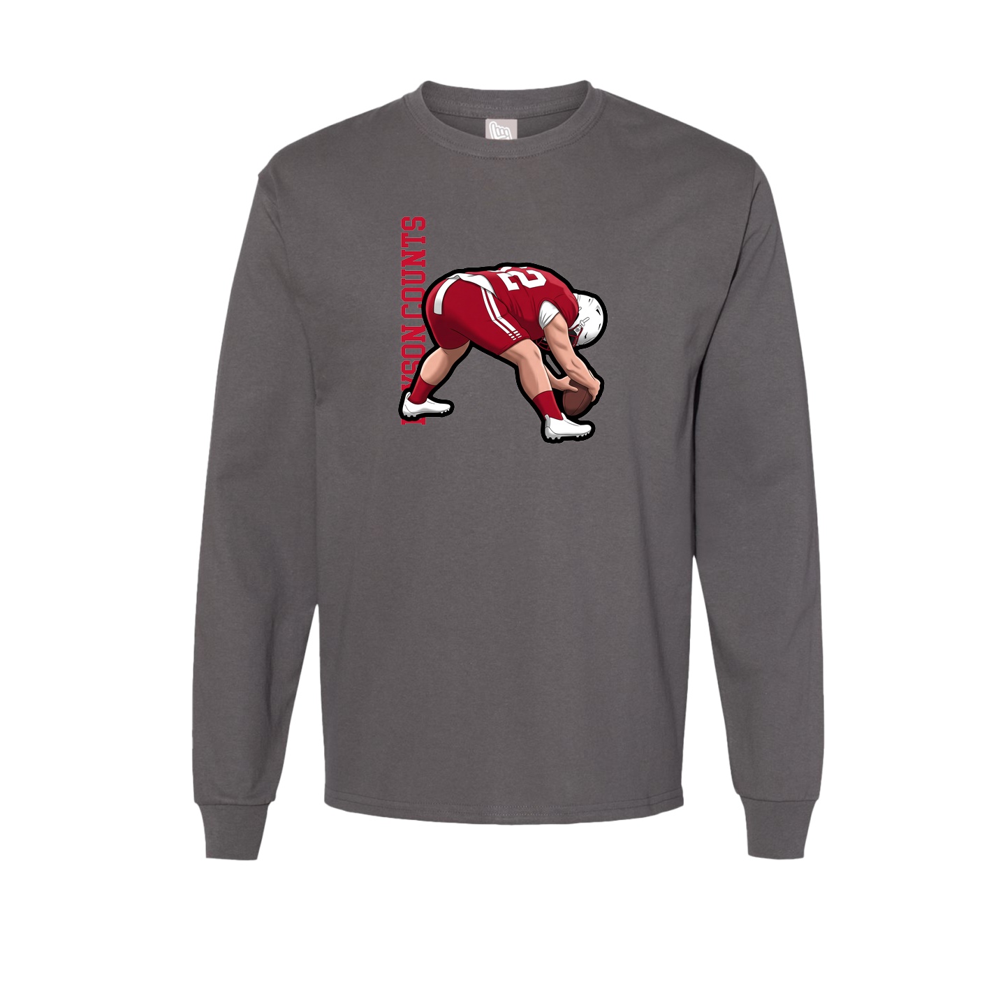 Long Sleeve Tee — Name Vertical in Grey
