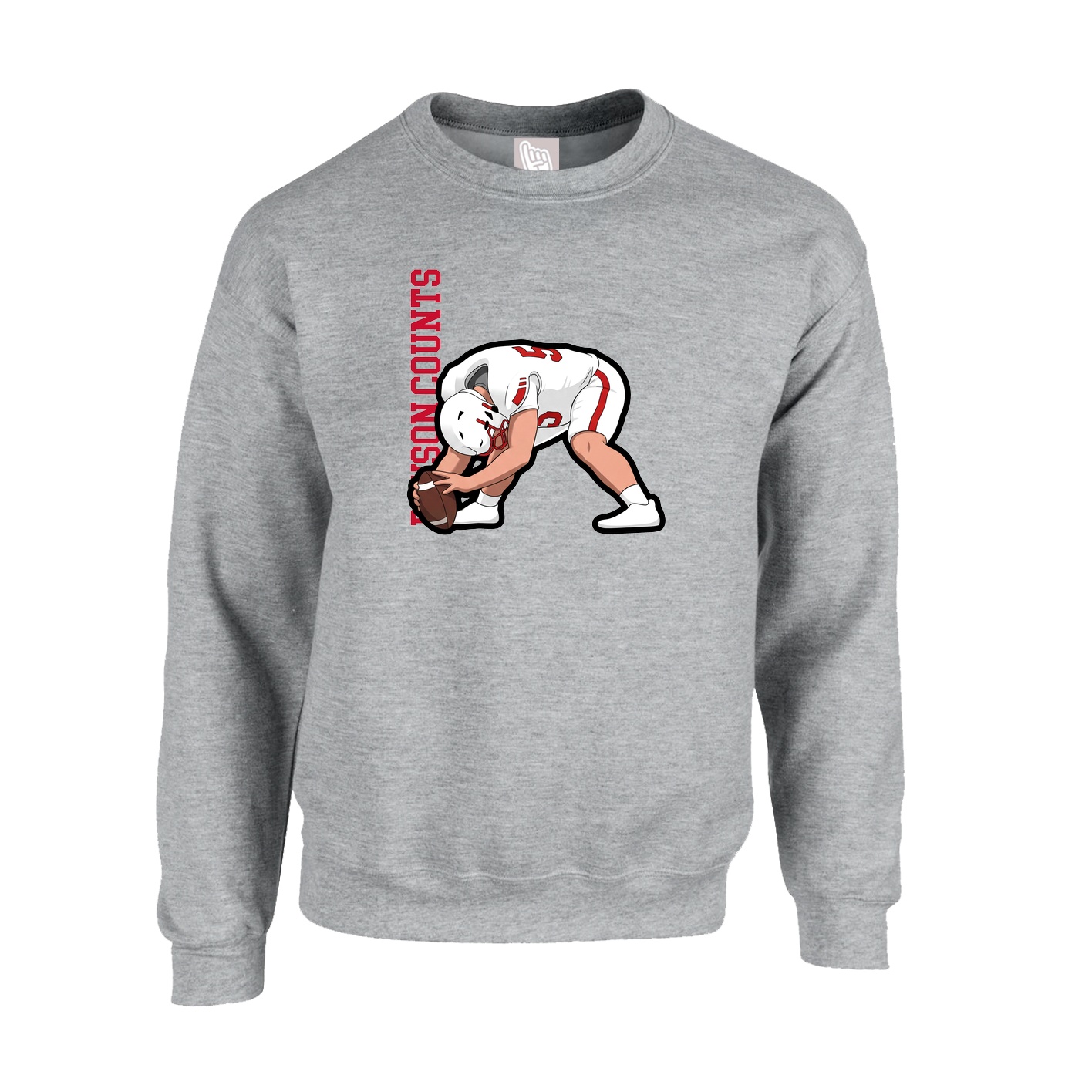 Fleece Crew — Name Vertical in Grey