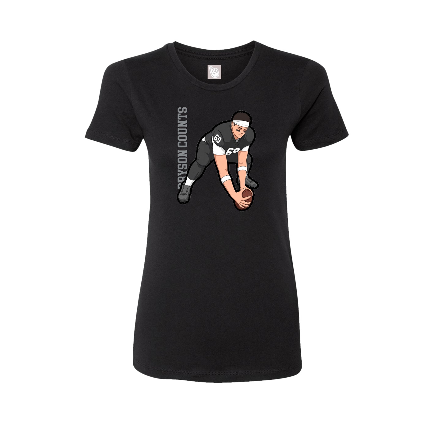 Womens Tee — Name Vertical in Black