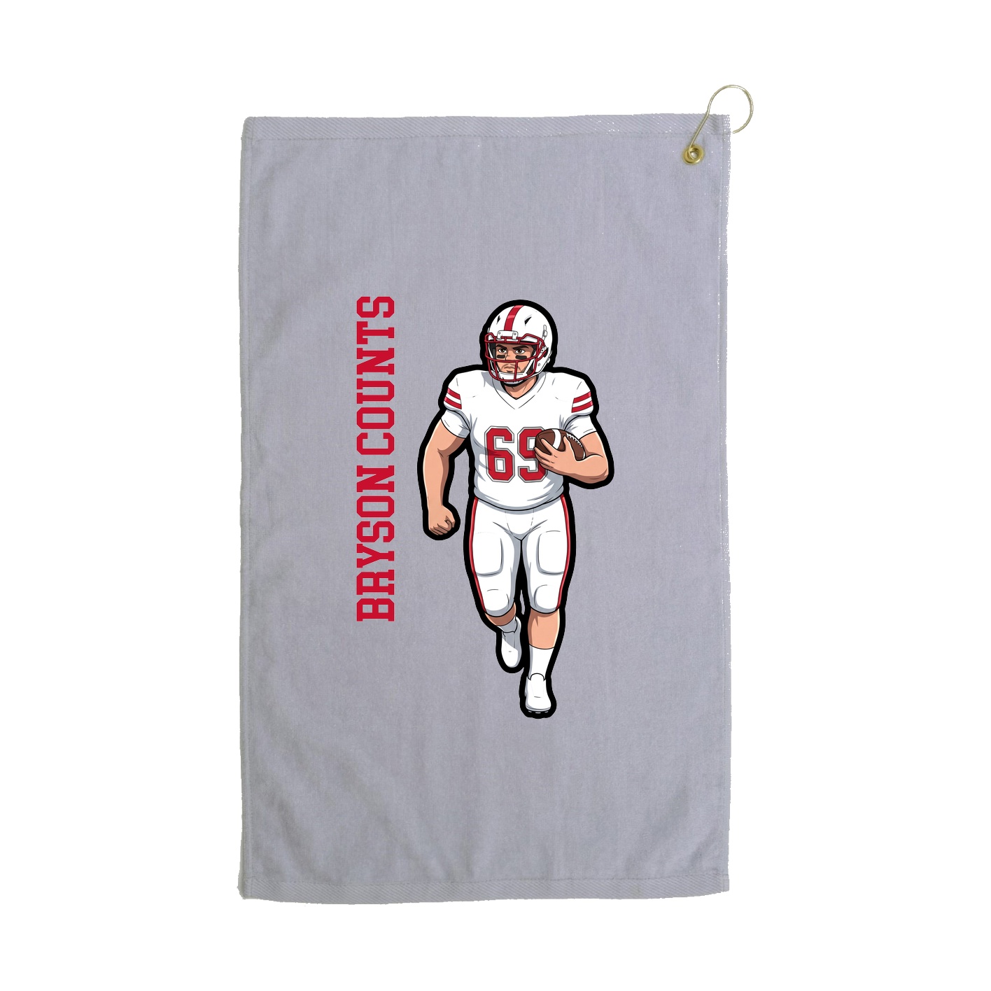 Golf Towel — Name Vertical in Grey