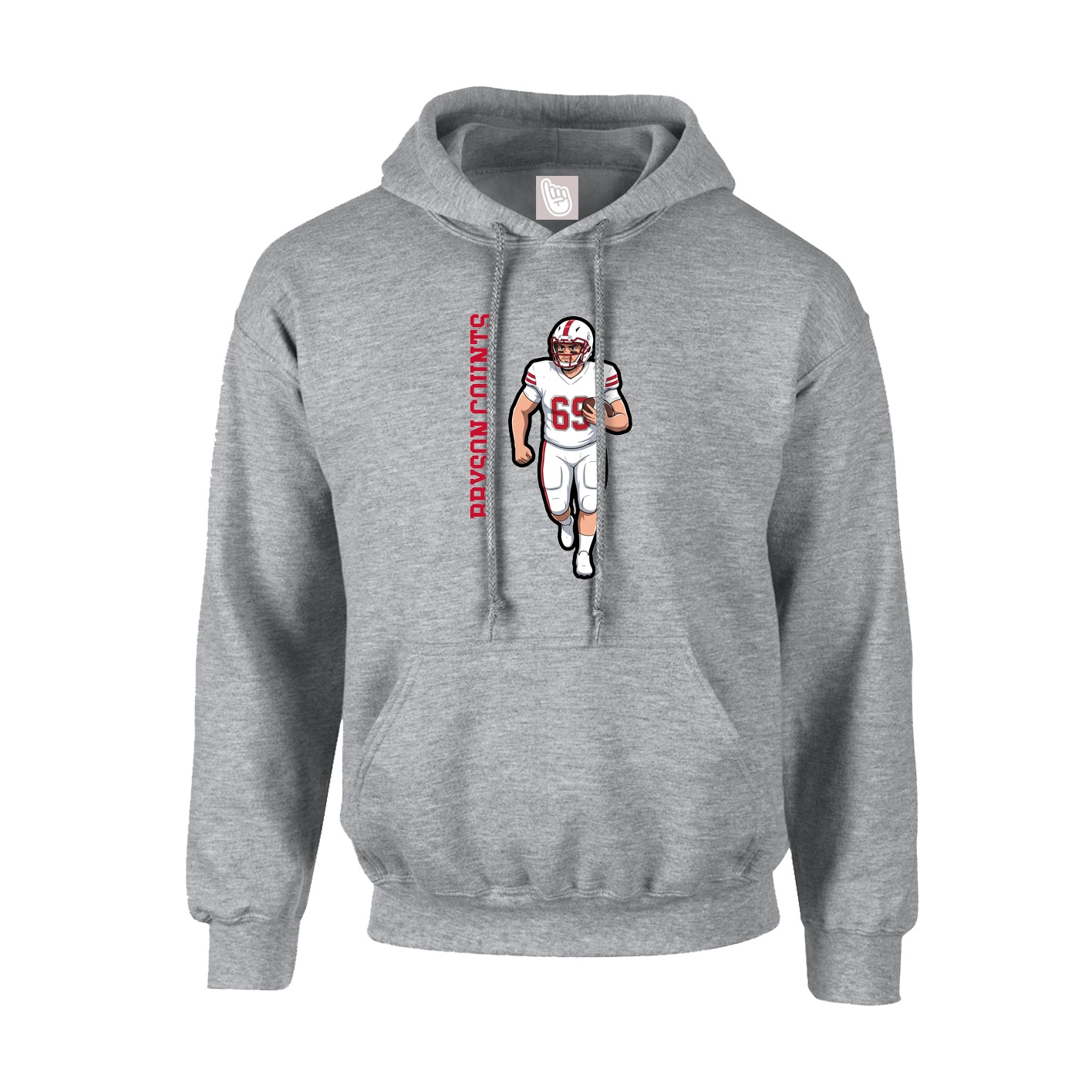 Hoodie — Name Vertical in Grey