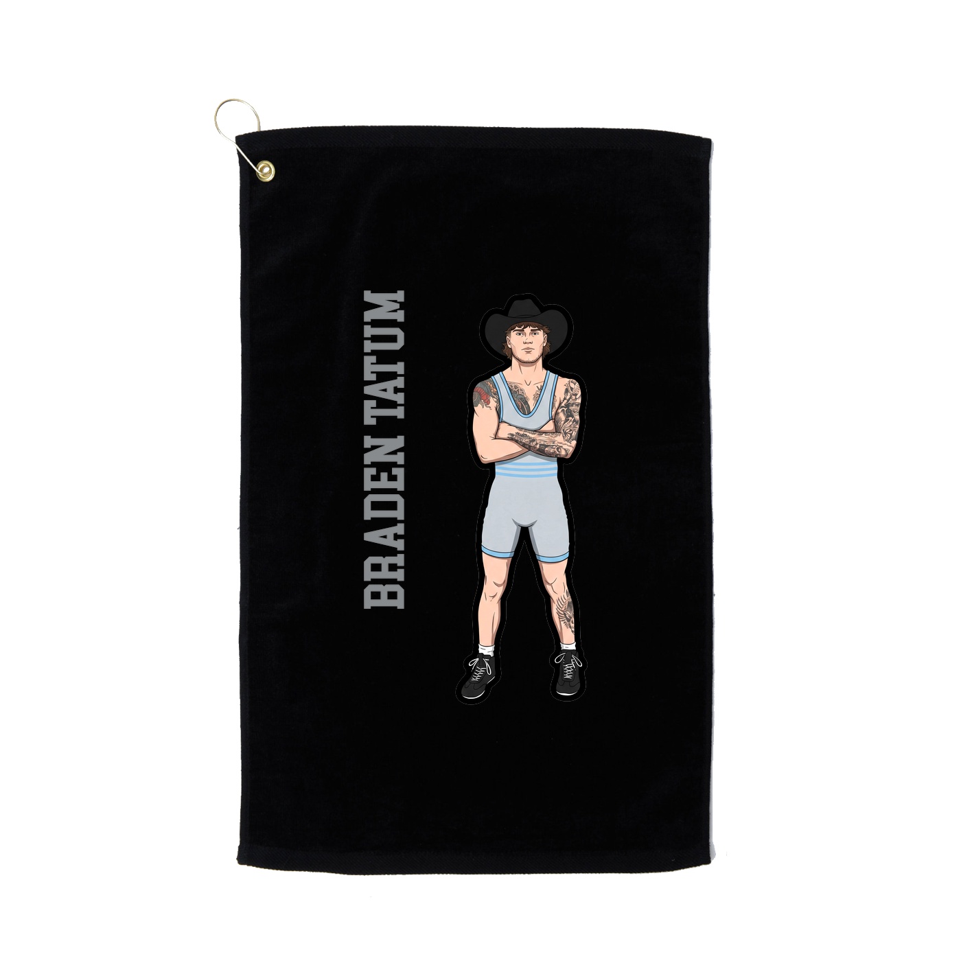 Golf Towel — Name Vertical in Black