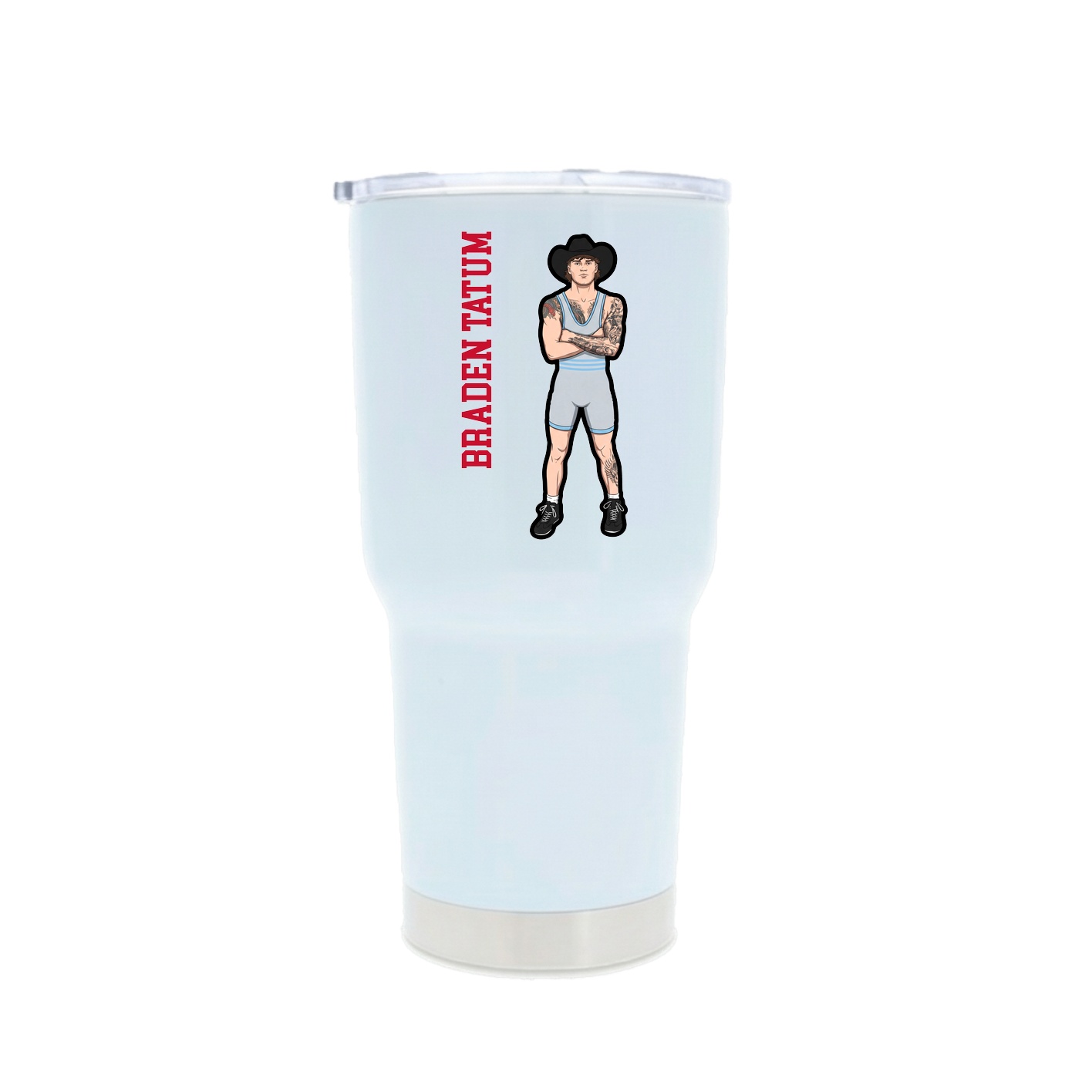 30oz Stainless Steel Tumbler — Name Vertical in White