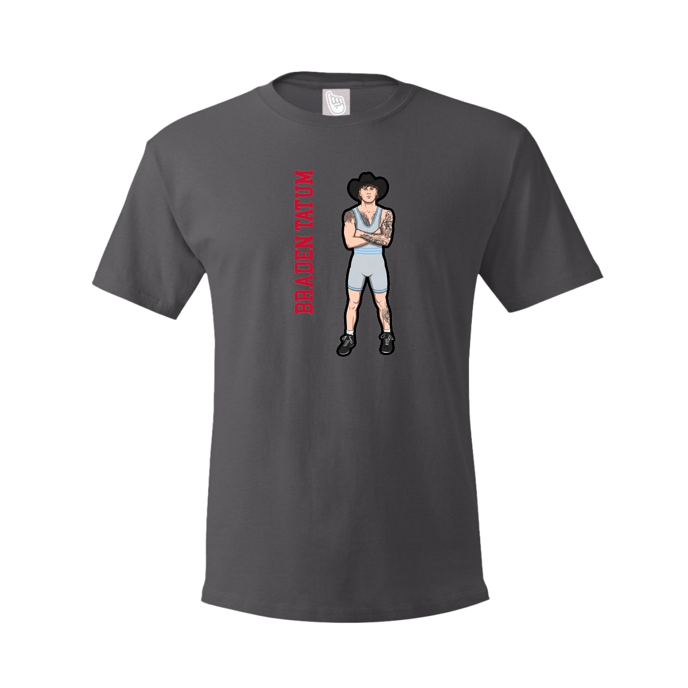 Tee — Name Vertical in Grey
