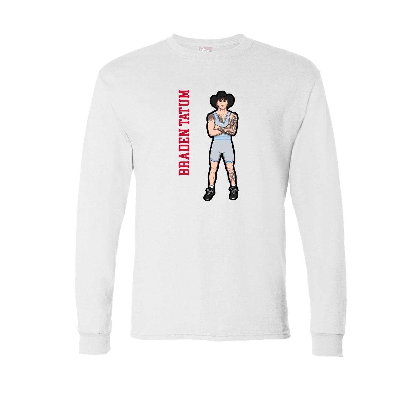 Long Sleeve Tee — Name Vertical in White