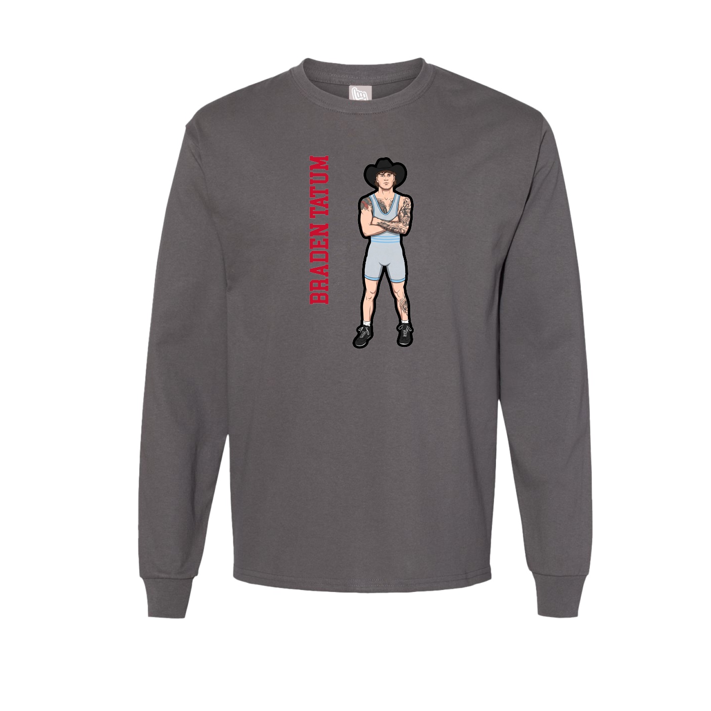 Long Sleeve Tee — Name Vertical in Grey