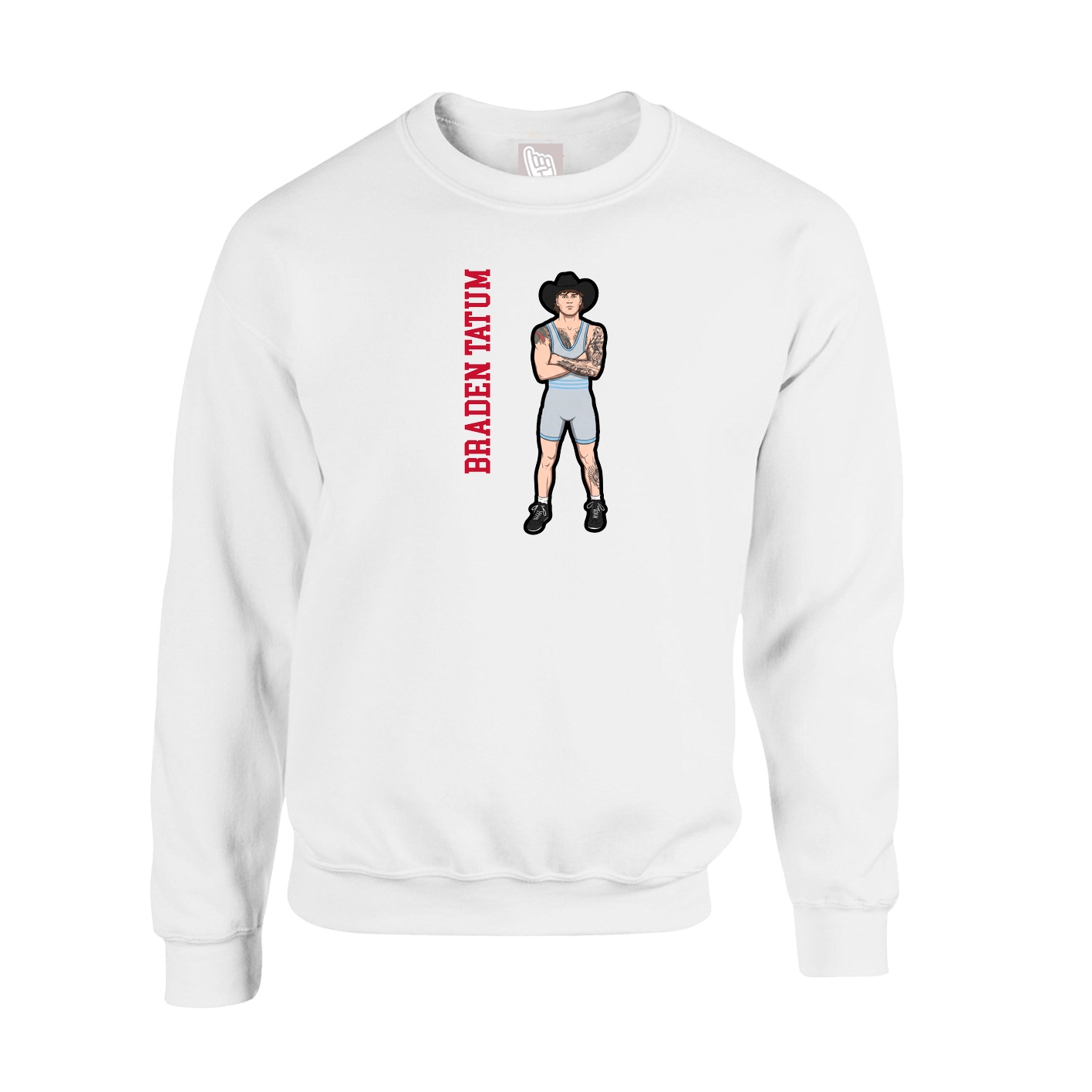 Fleece Crew — Name Vertical in White