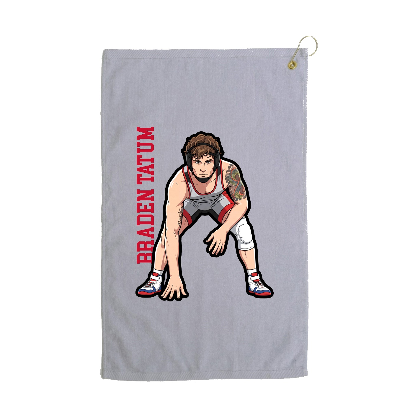 Golf Towel — Name Vertical in Grey