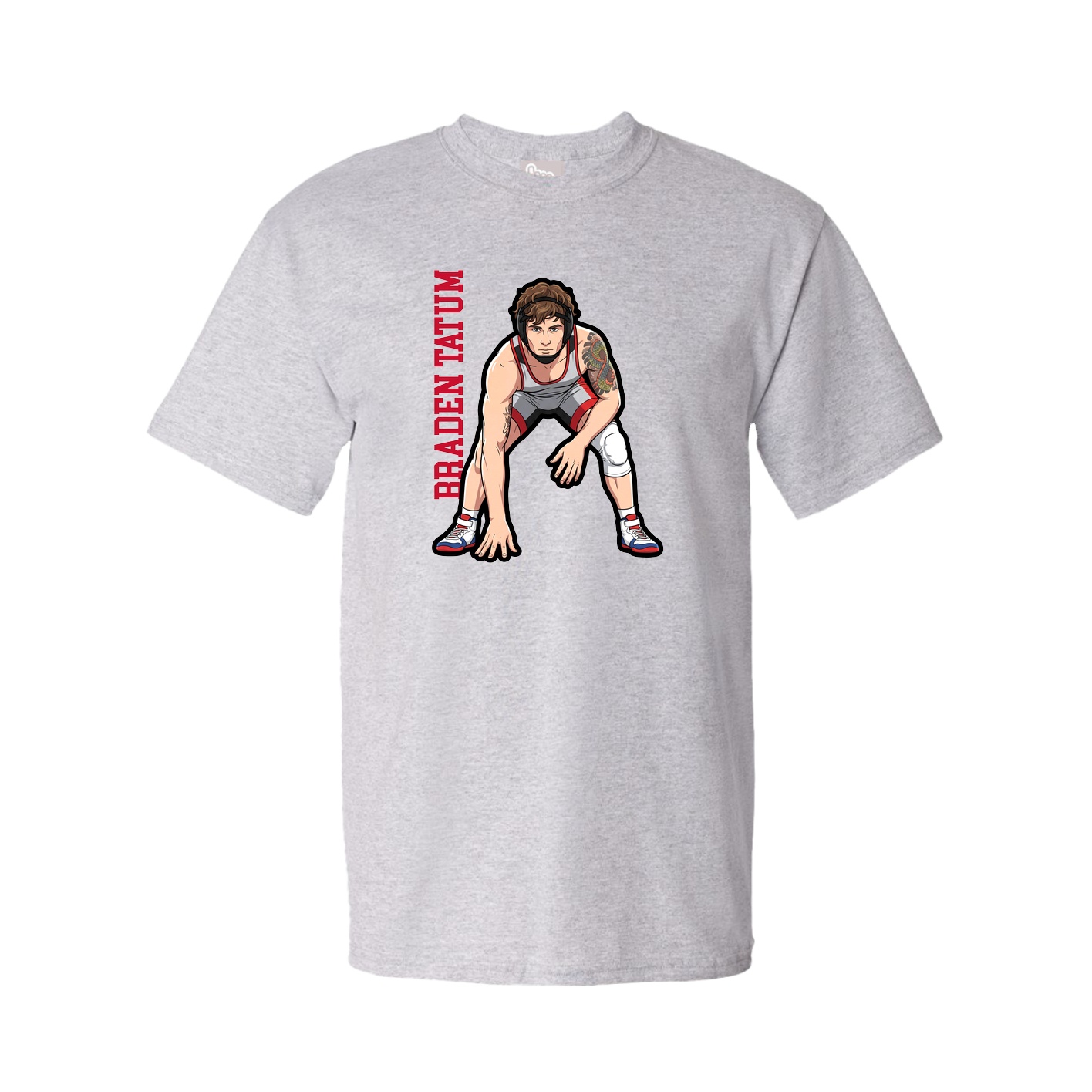 Tee — Name Vertical in Grey