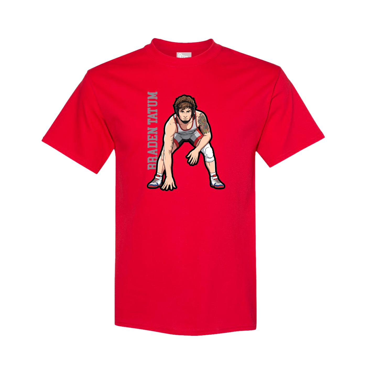 Tee — Name Vertical in Red