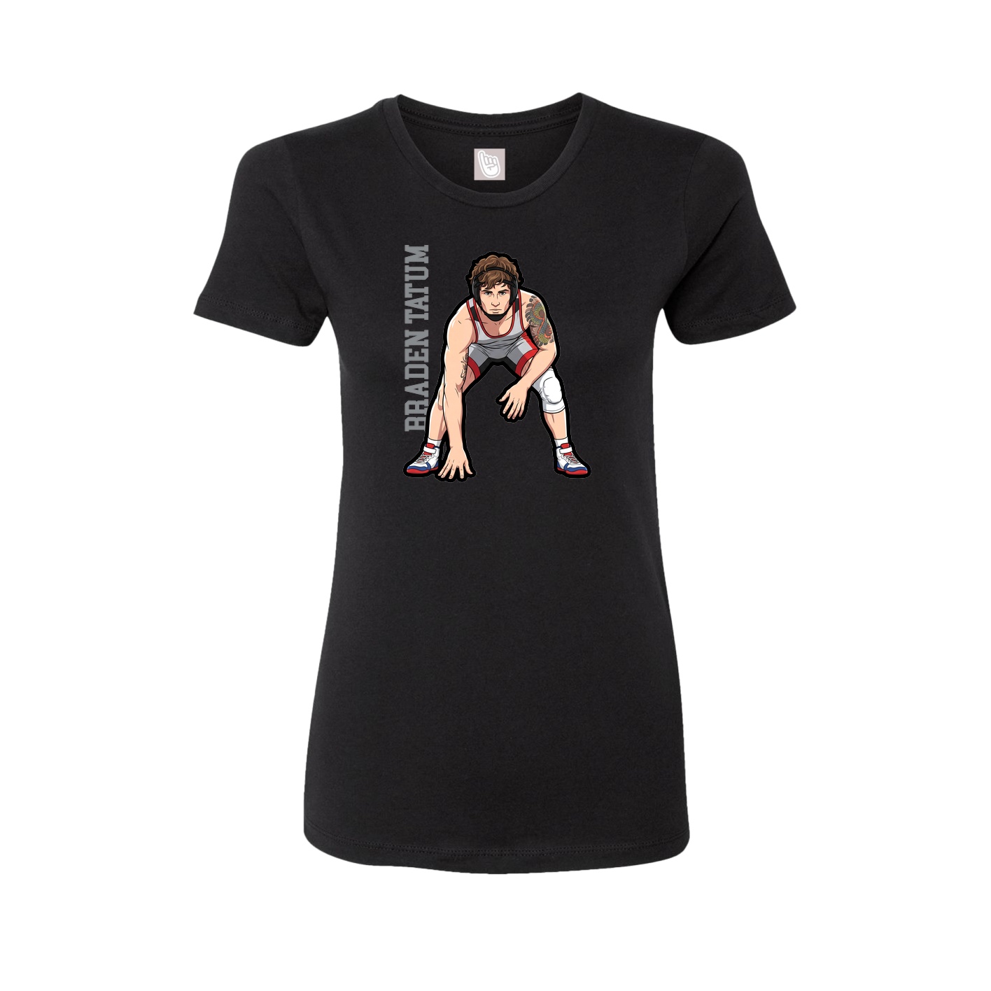 Womens Tee — Name Vertical in Black
