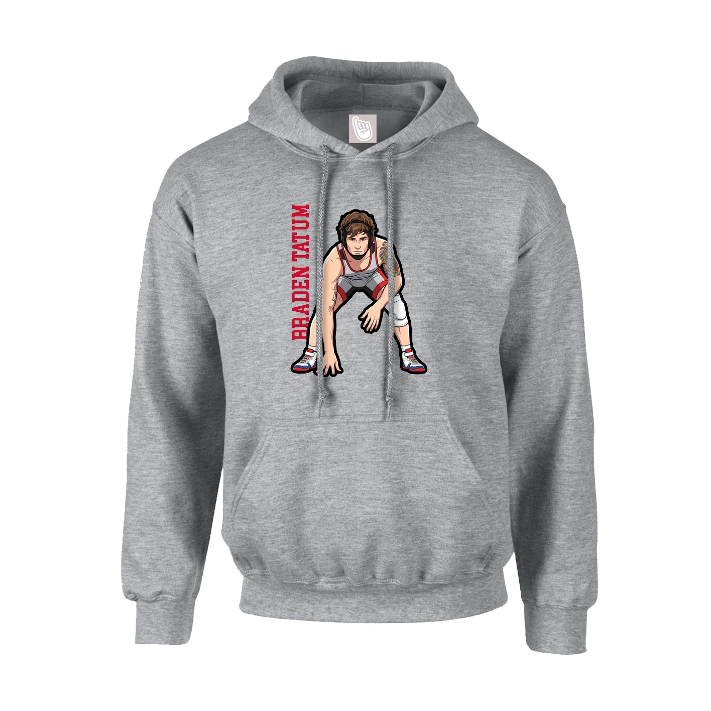 Youth Hoodie — Name Vertical in Grey