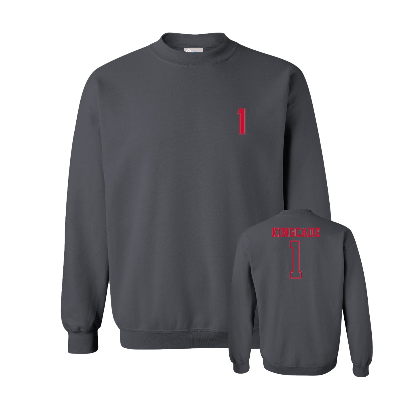 Fleece Crew — Chest Back in Grey
