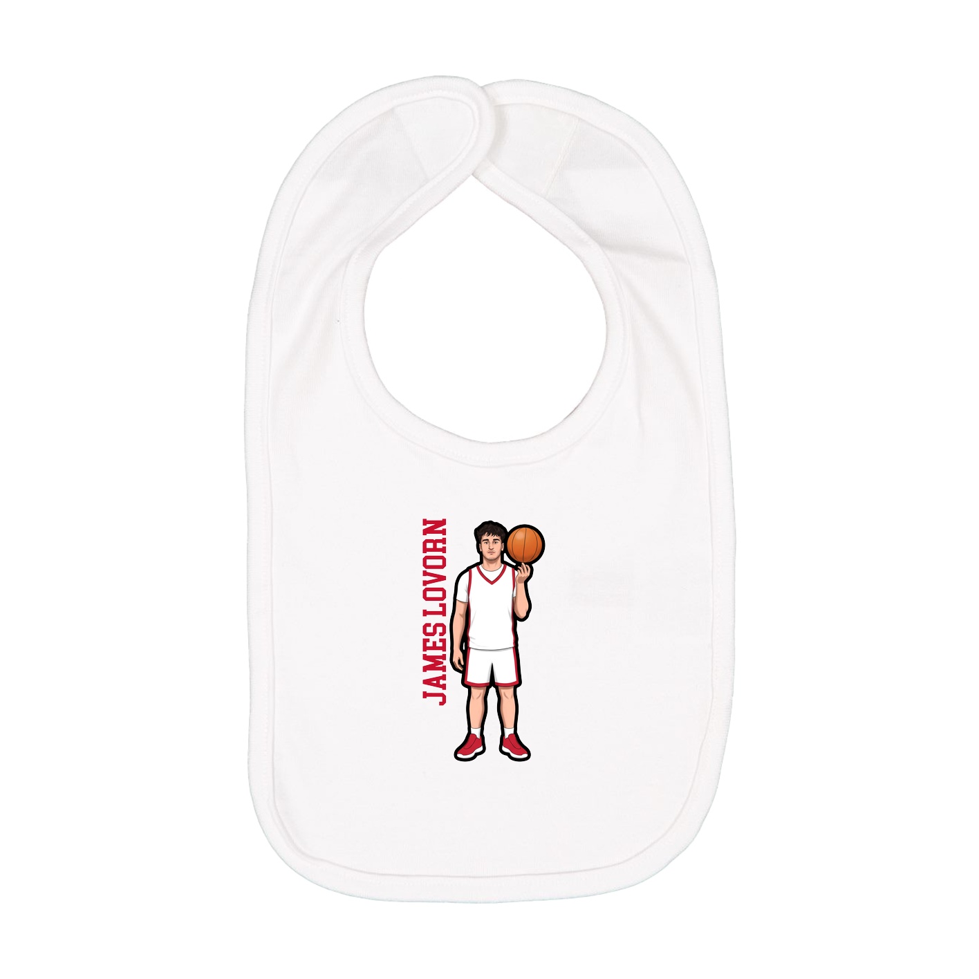 Infant Bib — Name Vertical in White