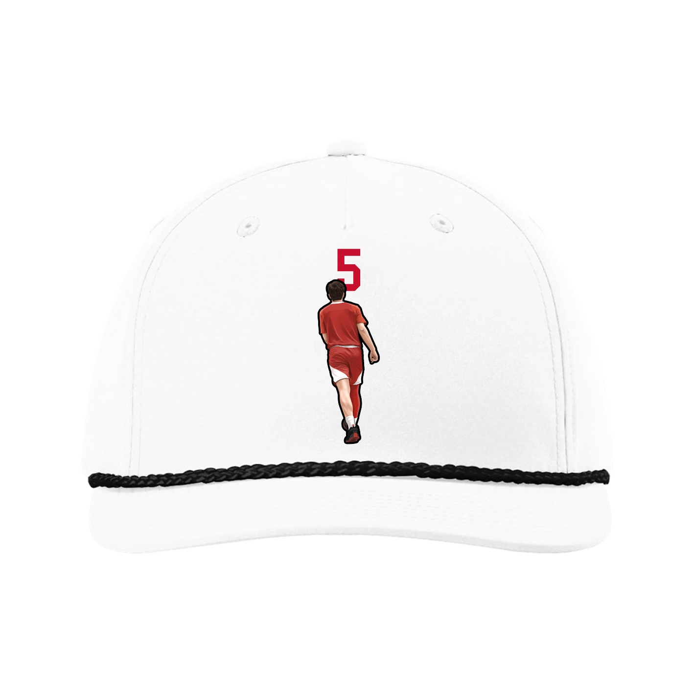 Five-Panel Classic Rope Cap — Number Top in White