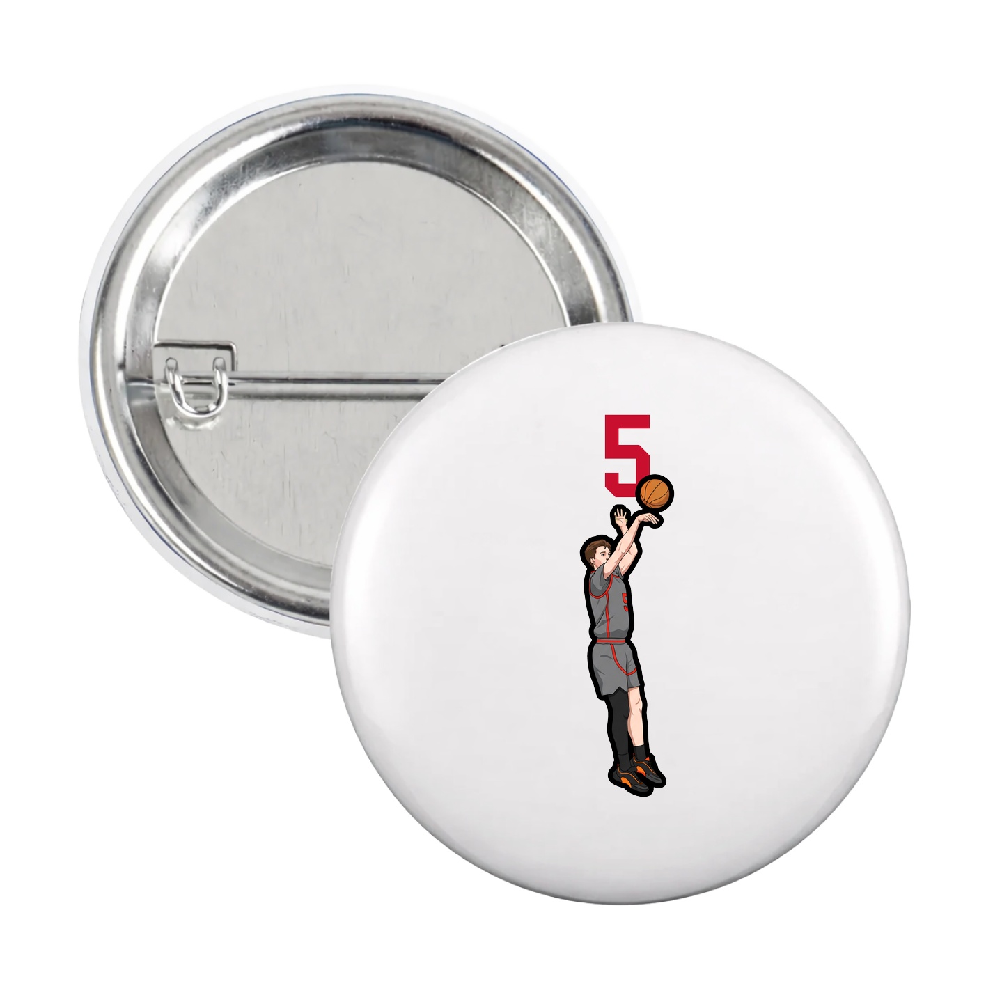 Game Day Button — Number Top in White