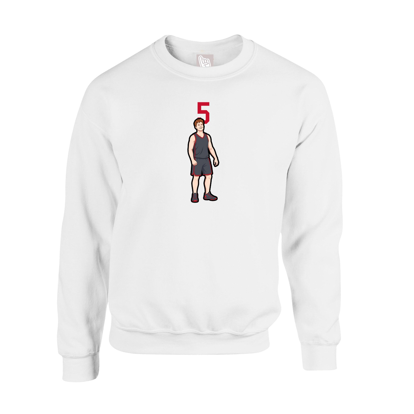 Fleece Crew — Number Top in White