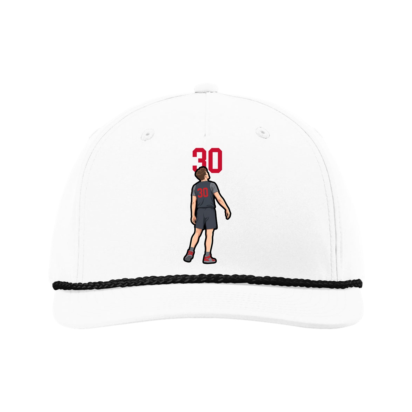 Five-Panel Classic Rope Cap — Number Top in White