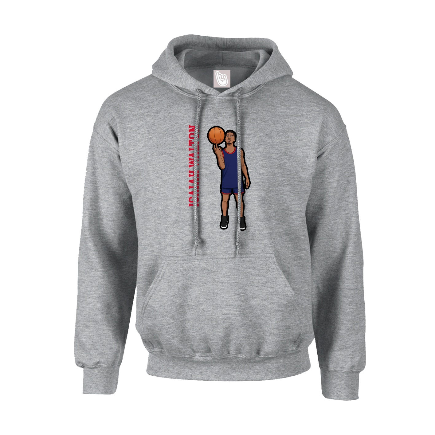 Youth Hoodie — Name Vertical in Grey