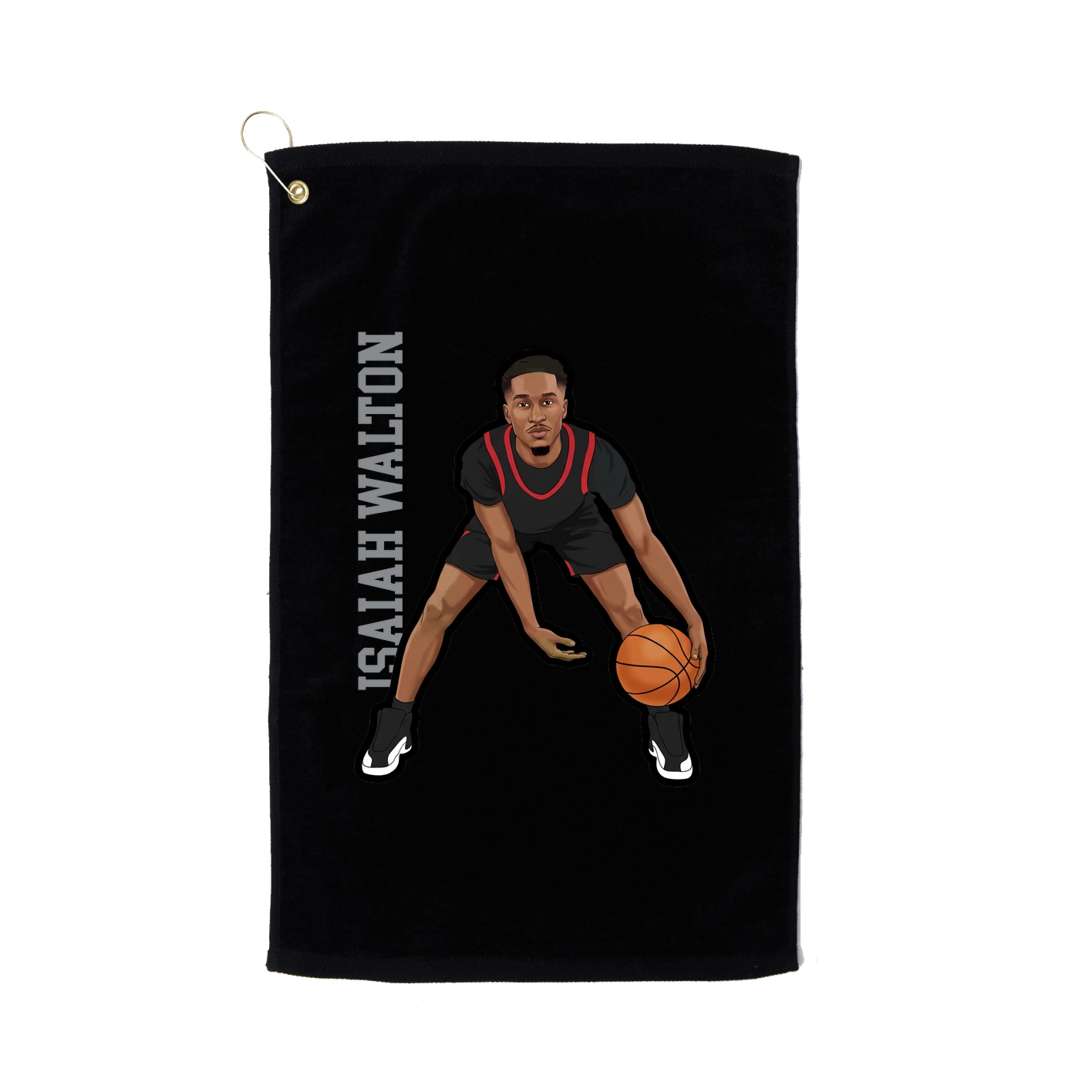 Golf Towel — Name Vertical in Black