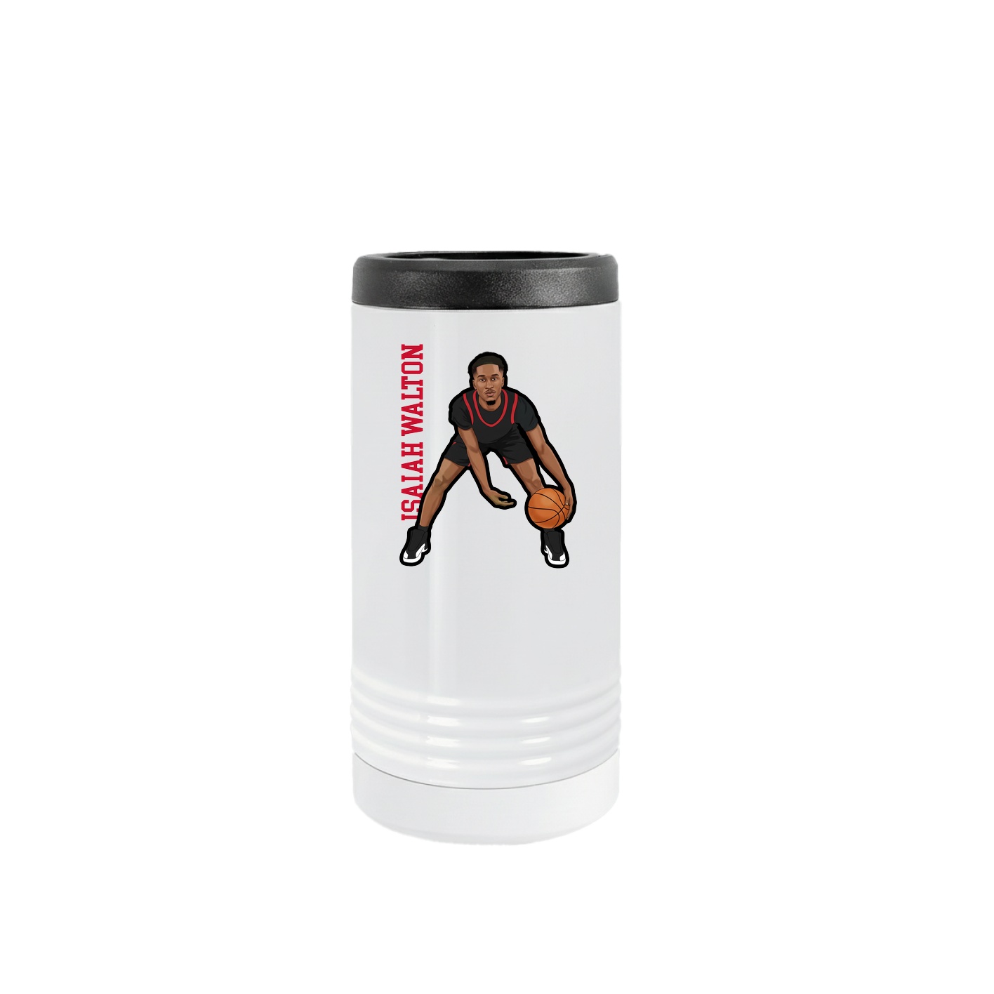 Slim Beverage Holder — Name Vertical in White