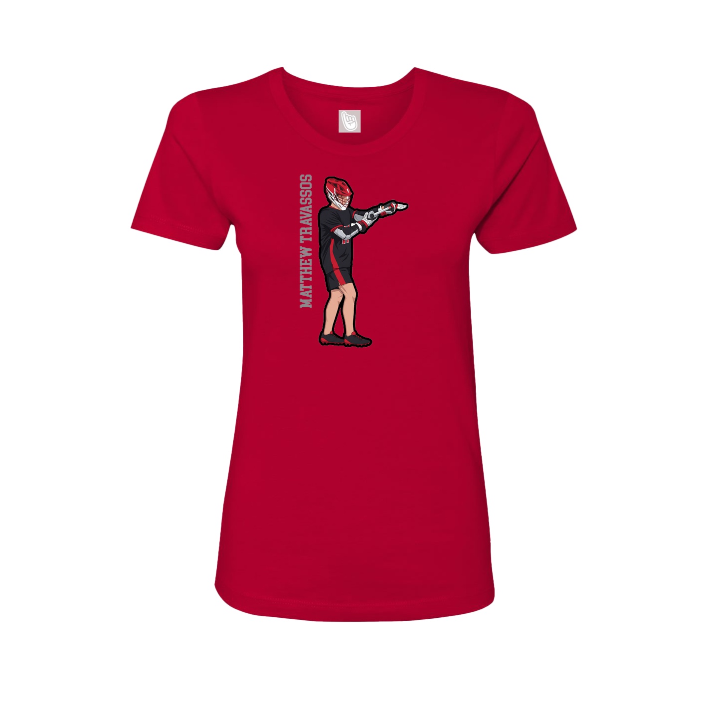 Fitted Women's Tee — Name Vertical in Red