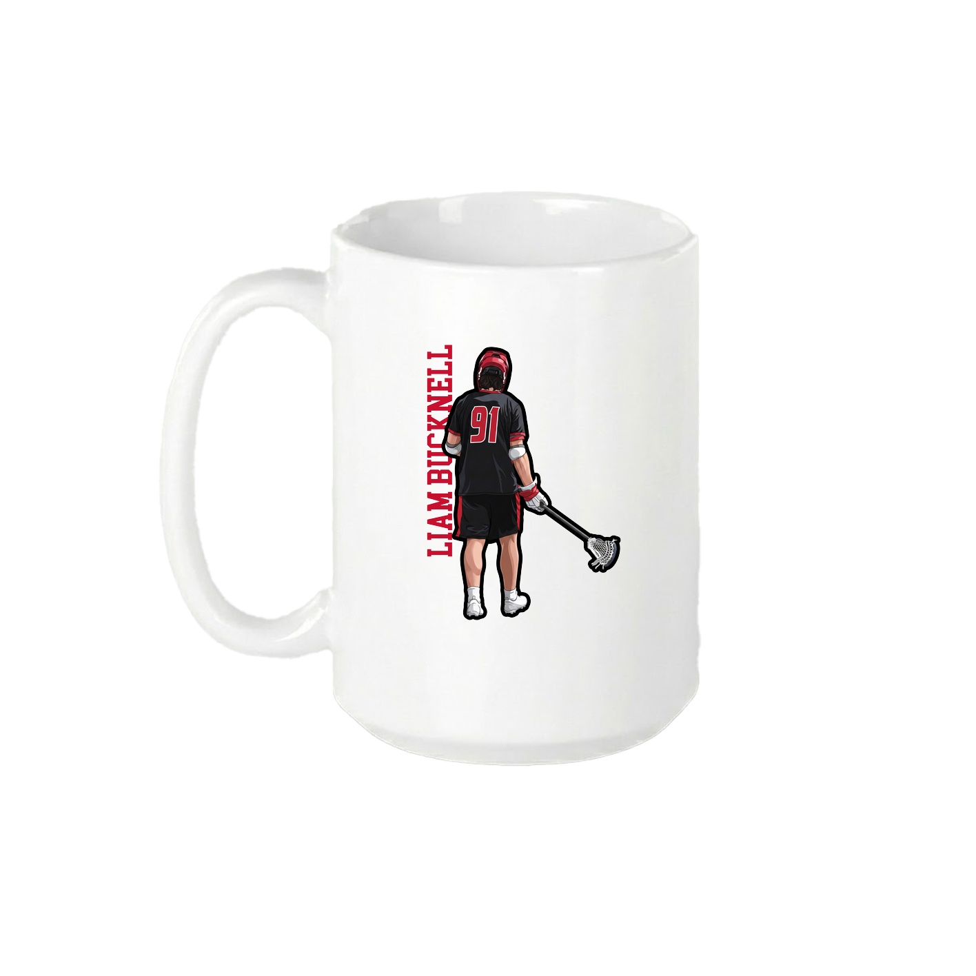 15oz Coffee Mug — Name Vertical in White