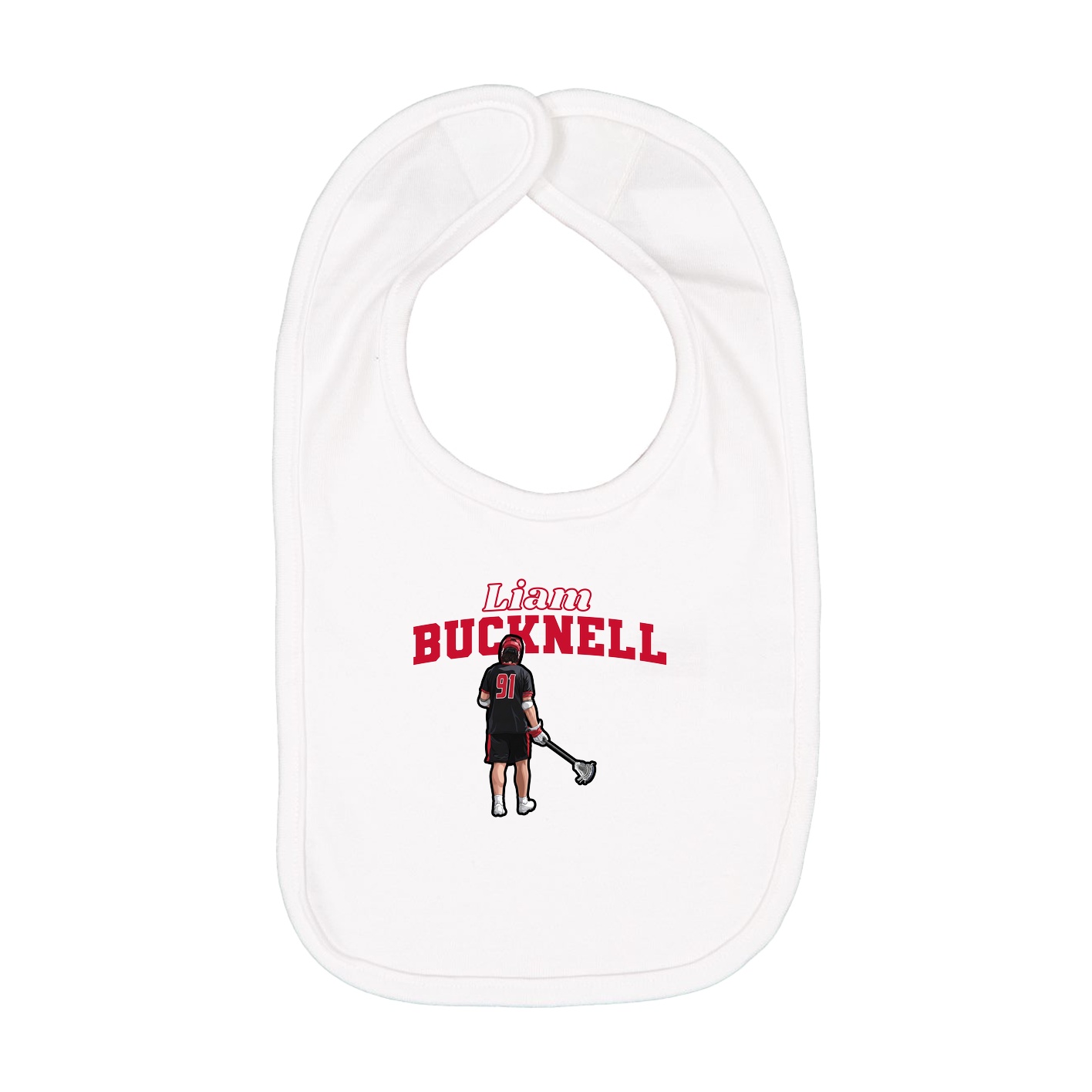Infant Bib — Name Arch in White