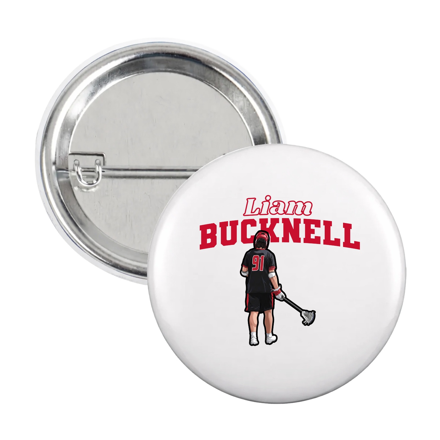 Game Day Button — Name Arch in White