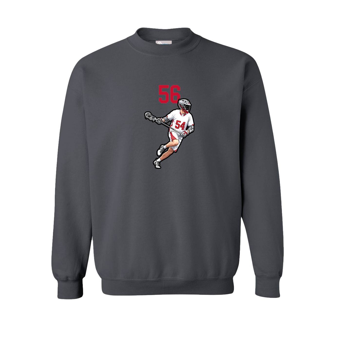 Fleece Crew — Number Top in Grey