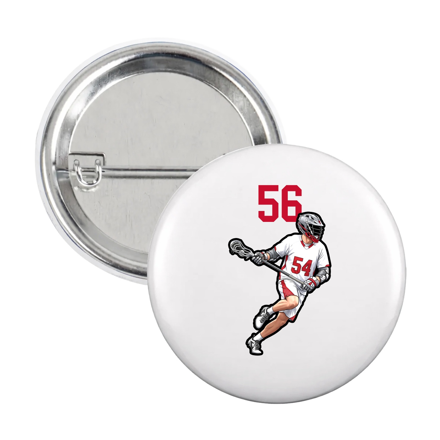 Game Day Button — Number Top in White