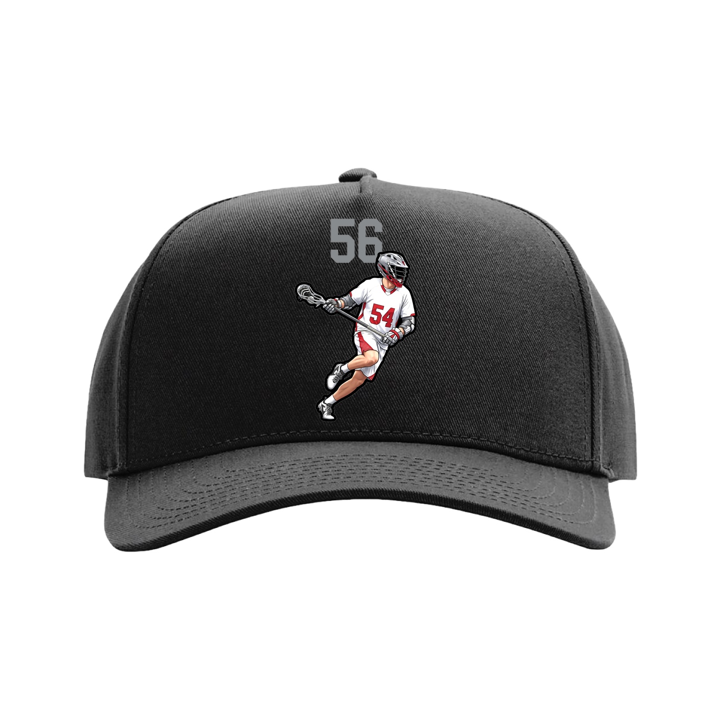 Full Fabric Five-Panel Champ Cap — Number Top in Black