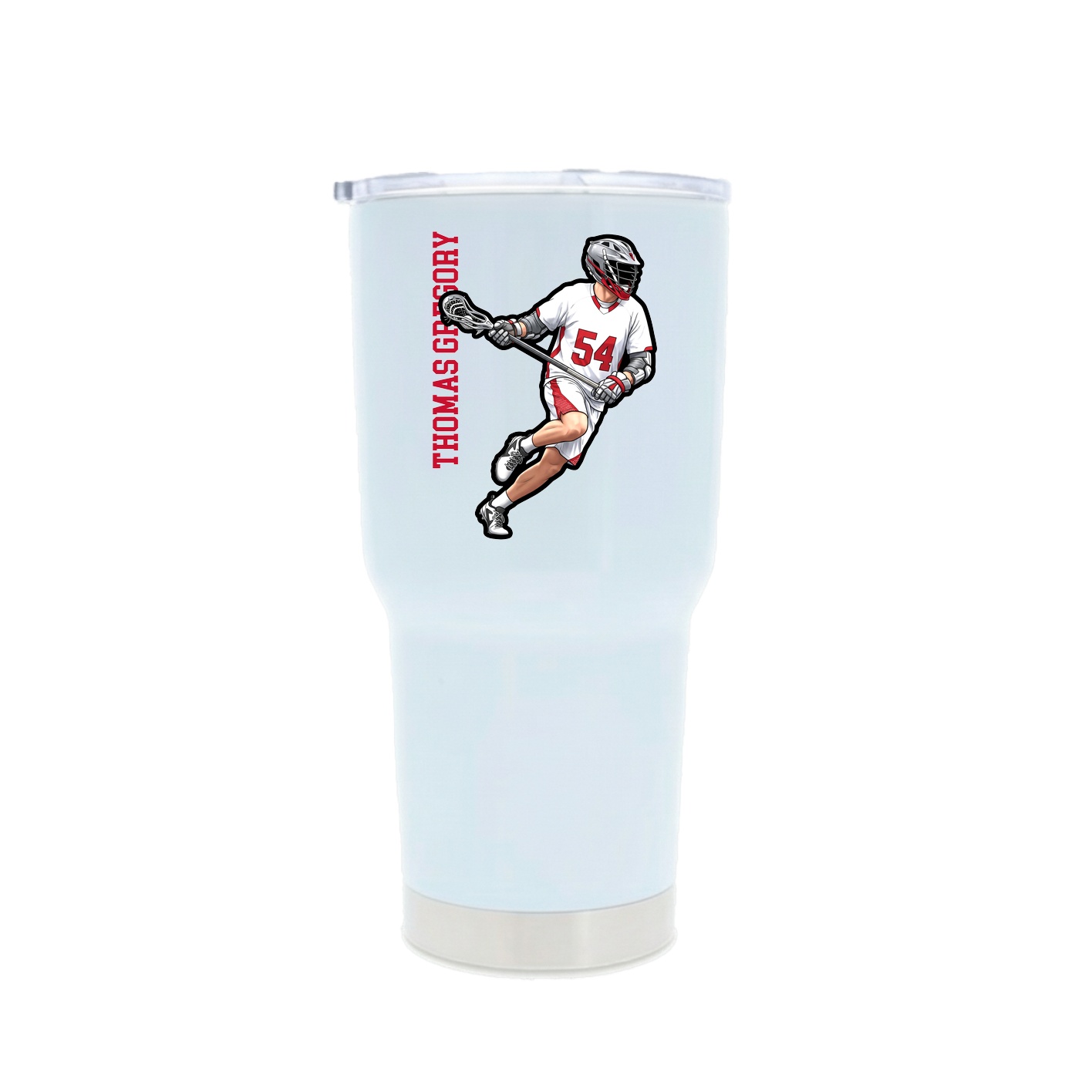 30oz Stainless Steel Tumbler — Name Vertical in White