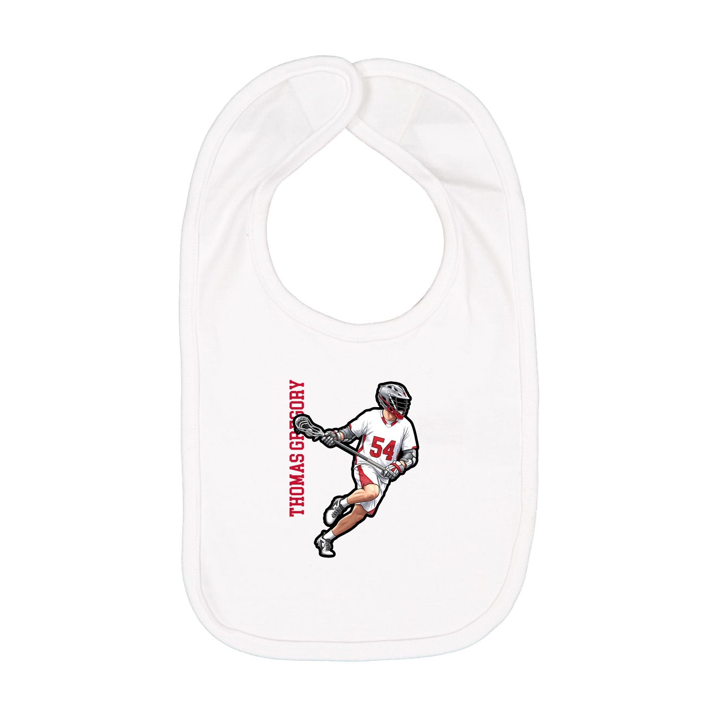 Infant Bib — Name Vertical in White