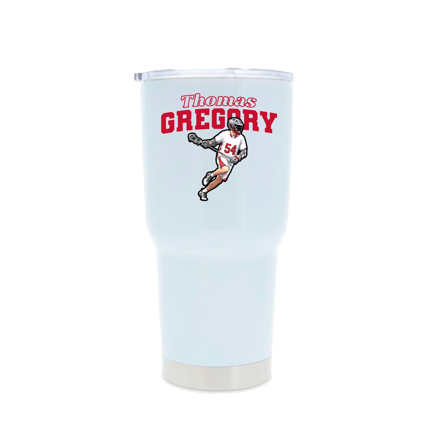 30oz Stainless Steel Tumbler — Name Arch in White
