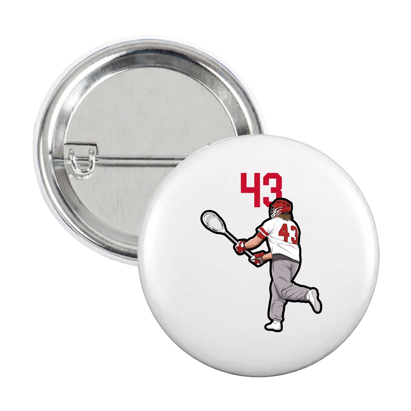 Game Day Button — Number Top in White