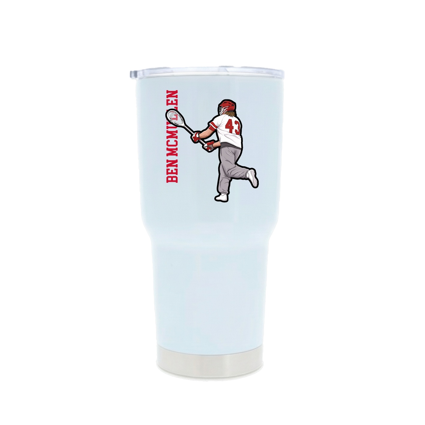 30oz Stainless Steel Tumbler — Name Vertical in White